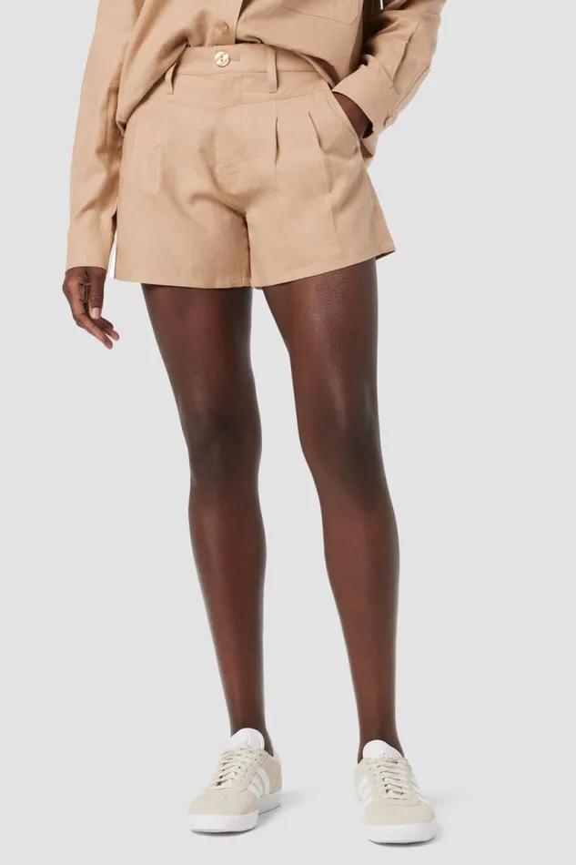 Shorts Women Hudson Jeans Front Yoke Pleated Short Tobacco Brown