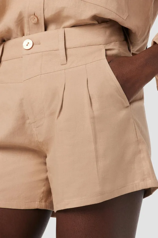 Shorts Women Hudson Jeans Front Yoke Pleated Short Tobacco Brown Shorts Women Hudson Jeans Front Yoke Pleated Short Tobacco Brown