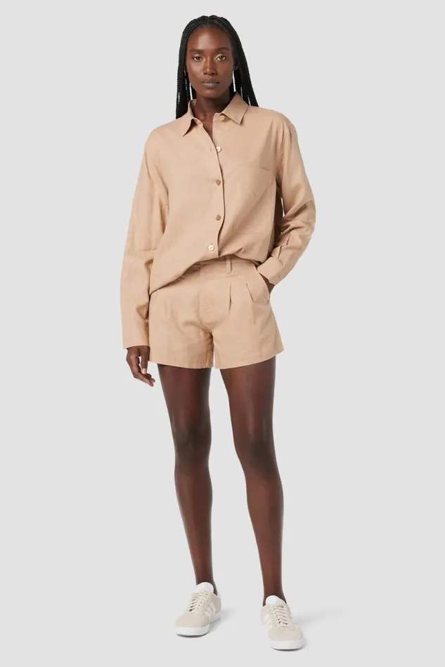 Shorts Women Hudson Jeans Front Yoke Pleated Short Tobacco Brown Shorts Women Hudson Jeans Front Yoke Pleated Short Tobacco Brown
