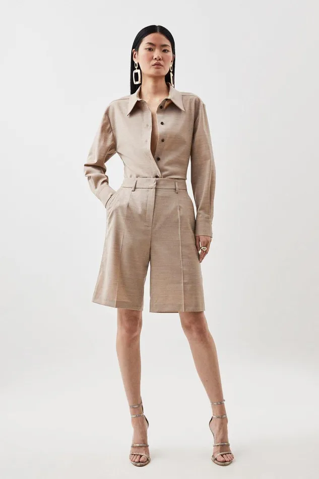 Shorts Women Karen Millen Wool Blend Tailored Short Neutral
