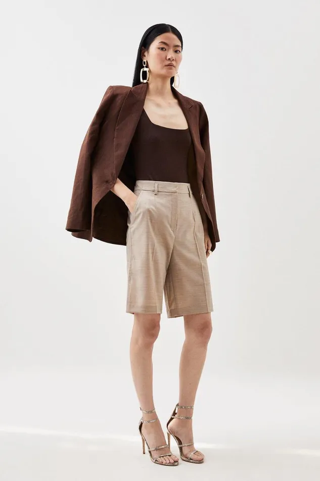 Shorts Women Karen Millen Wool Blend Tailored Short Neutral