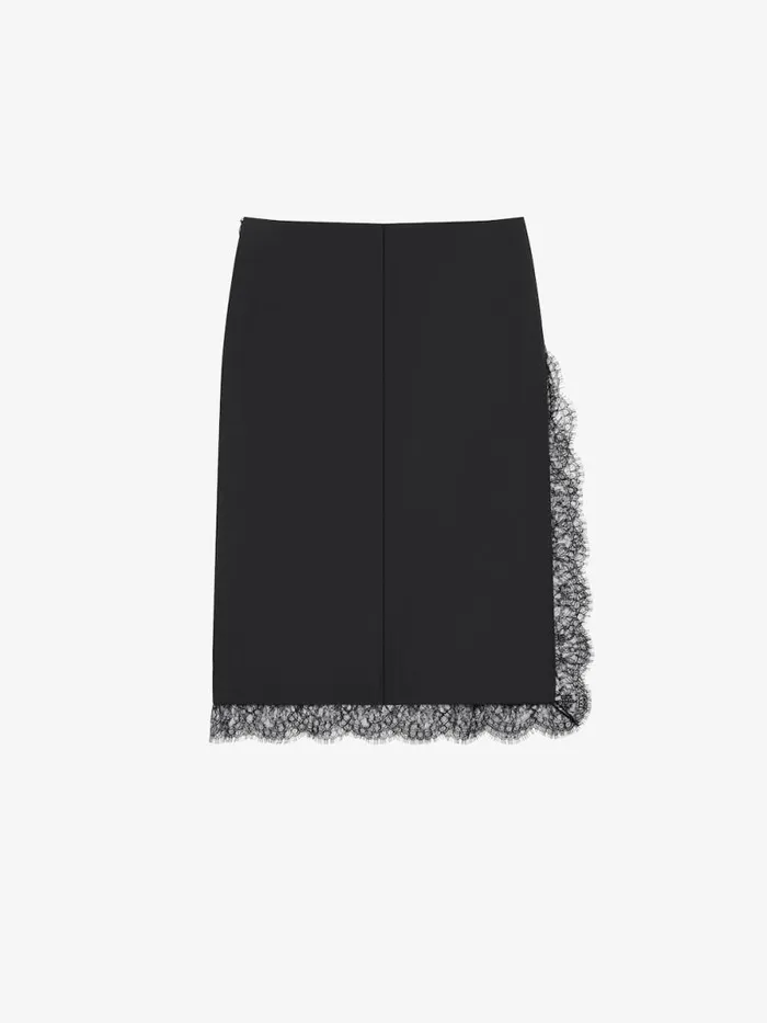 Skirt In Wool And Mohair With Lace Black Women Givenchy Skirts