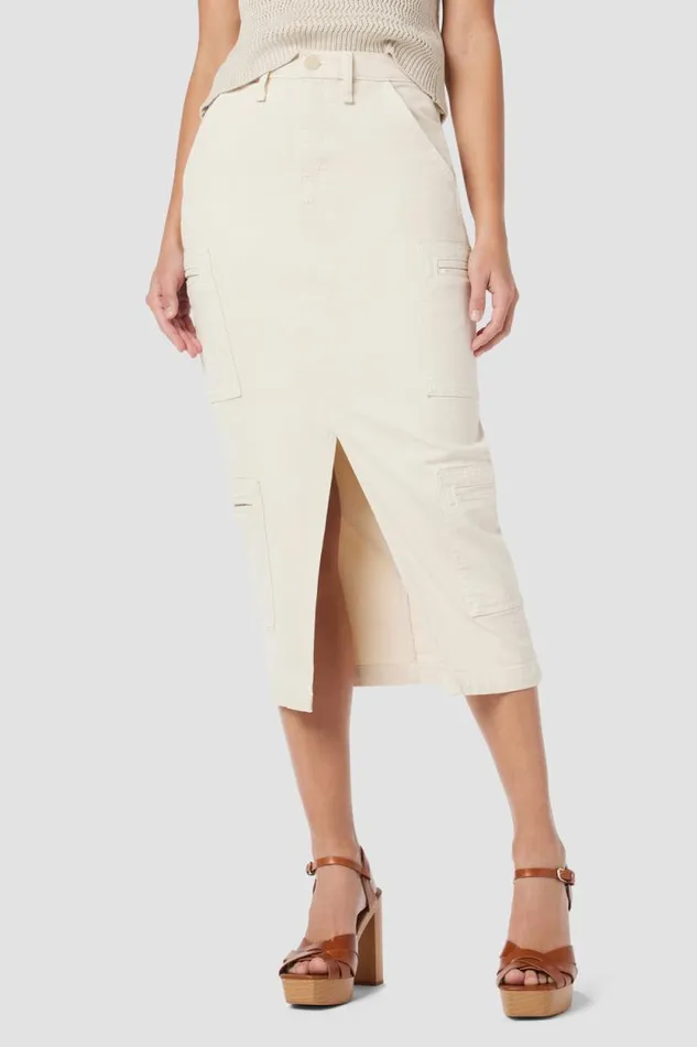 Skirts Women Hudson Jeans Reconstructed Skirt W Cargo Welt Pockets Bleached Sand