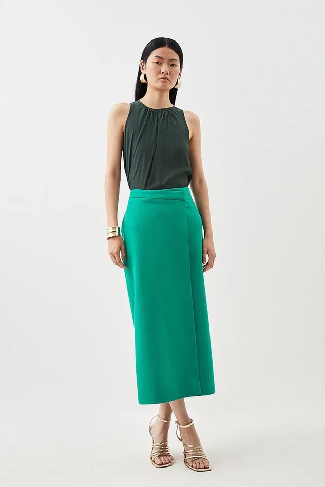 Skirts Women Karen Millen Clean Tailored Maxi Skirt Green