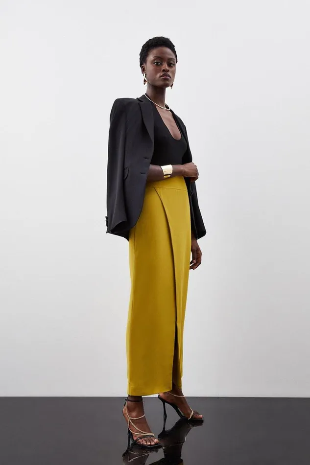 Skirts Women Karen Millen Tall Satin Crepe Split Maxi Skirt