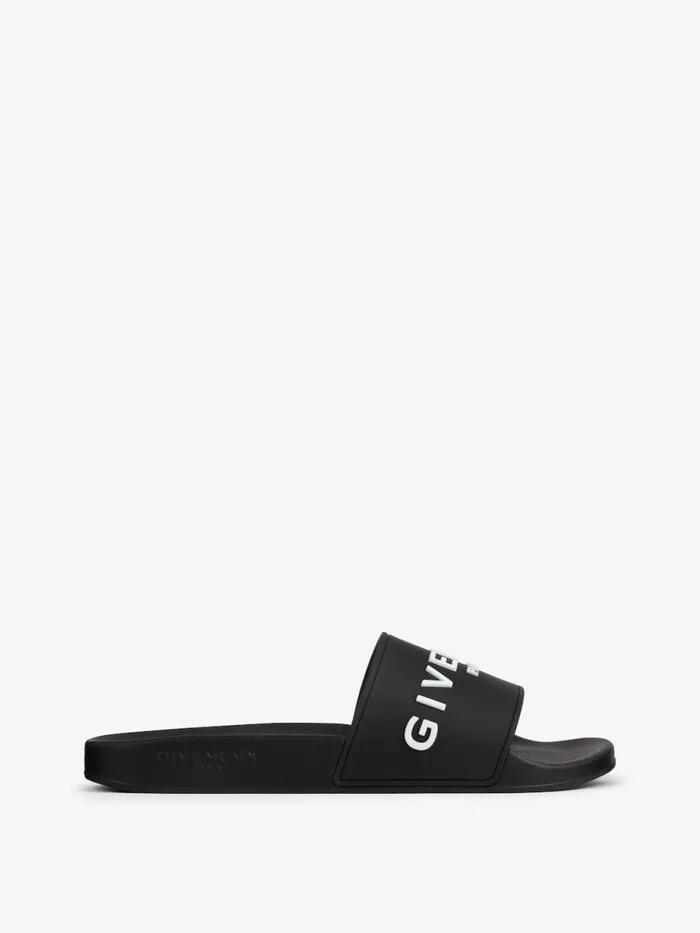 Slide Flat Sandals In Rubber Black Men Givenchy Slides and Sandals
