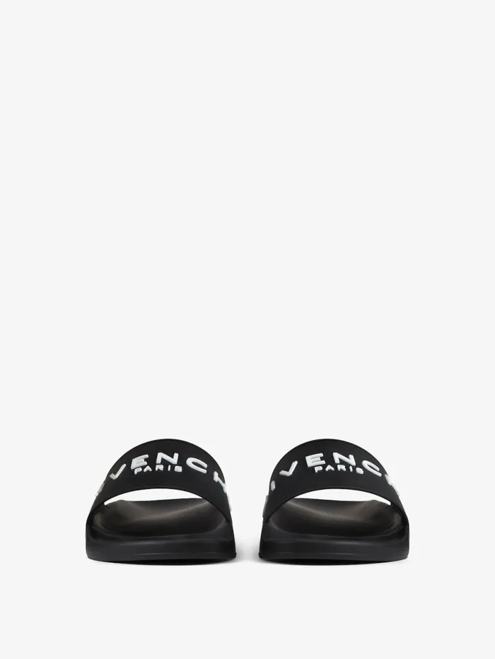 Slide Flat Sandals In Rubber Black Men Givenchy Slides and Sandals