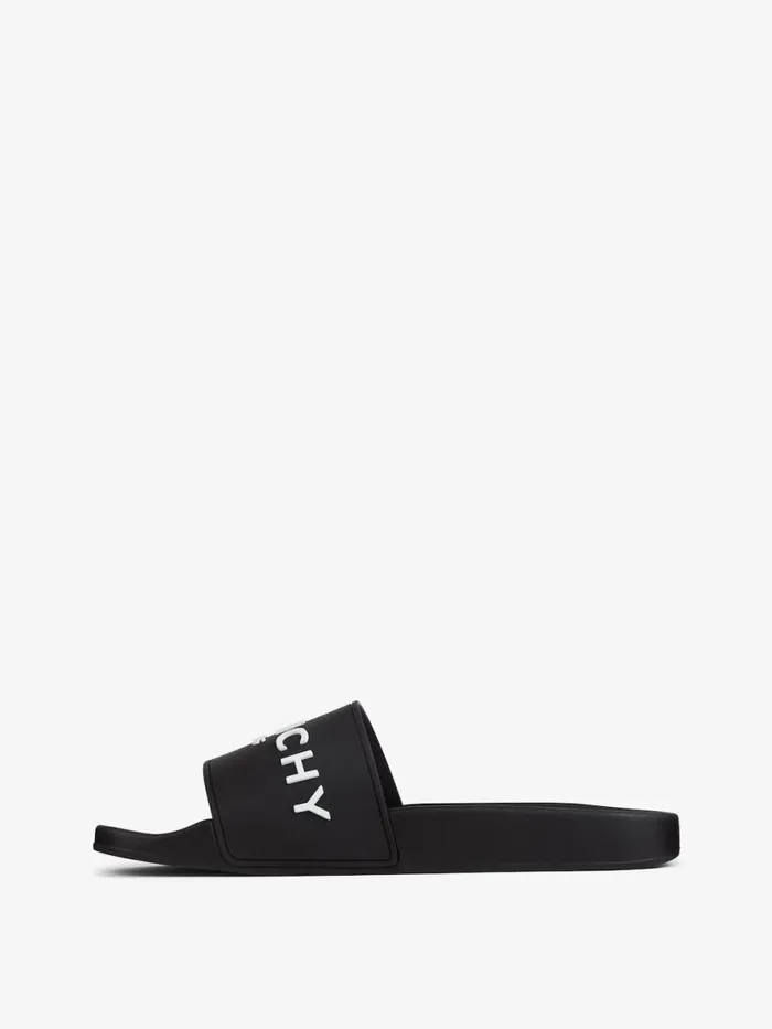 Slide Flat Sandals In Rubber Black Men Givenchy Slides and Sandals