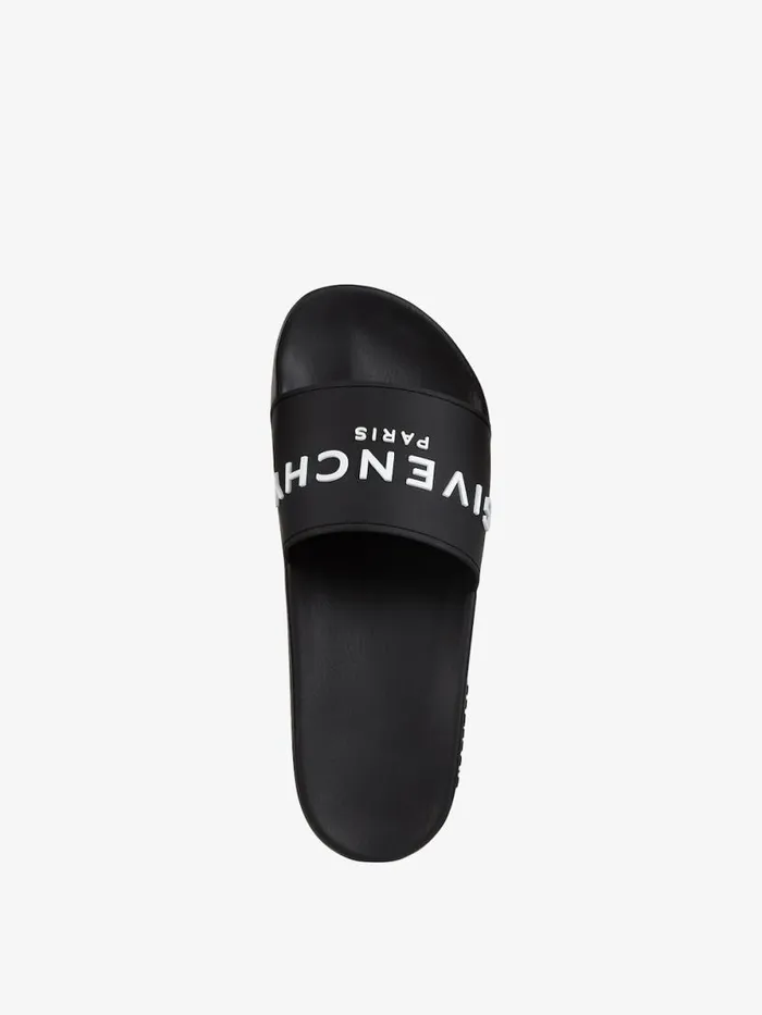 Slide Flat Sandals In Rubber Black Men Givenchy Slides and Sandals