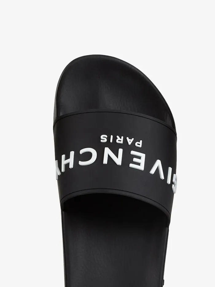 Slide Flat Sandals In Rubber Black Men Givenchy Slides and Sandals