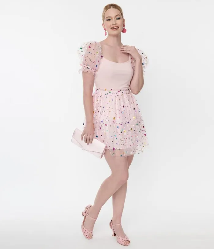 Smak Parlour Pink Confetti Heart Tulle Mini Skirt Clothing Unique Vintage Skirts Smak Parlour Pink Confetti Heart Tulle Mini Skirt Clothing Unique Vintage Skirts
