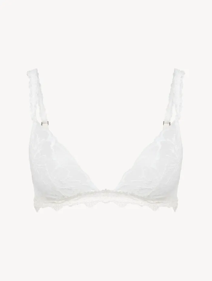 Soft Triangle Bra In Off White With Leavers Lace Lingerie La Perla Triangle
