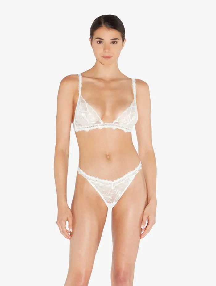 Soft Triangle Bra In Off White With Leavers Lace Lingerie La Perla Triangle