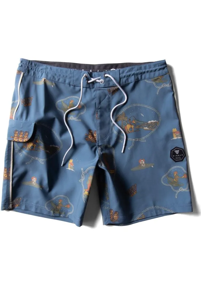 Soren Wavy West 175quot Boardshort Tidal Blue Men Vissla Boardshorts