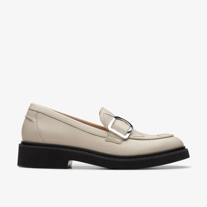 SPLEND PENNY Ivory Leather Women Clarks Loafers and Oxfords