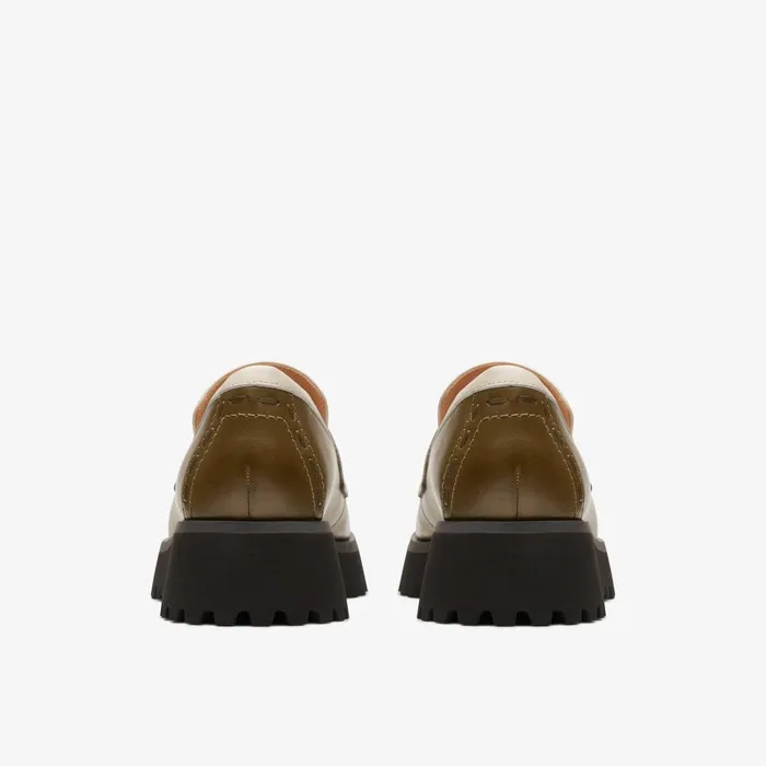Stayso Edge Olive Combination Women Clarks Loafers and Oxfords