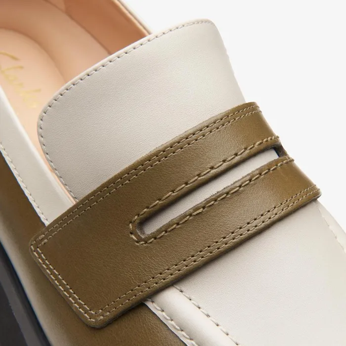 Stayso Edge Olive Combination Women Clarks Loafers and Oxfords