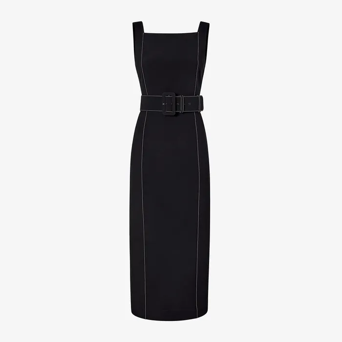 Suiting M M LaFleur Women The Carmela Streamline Dress 8211 Everyday Crepe with Topstitch Black With Topstitch