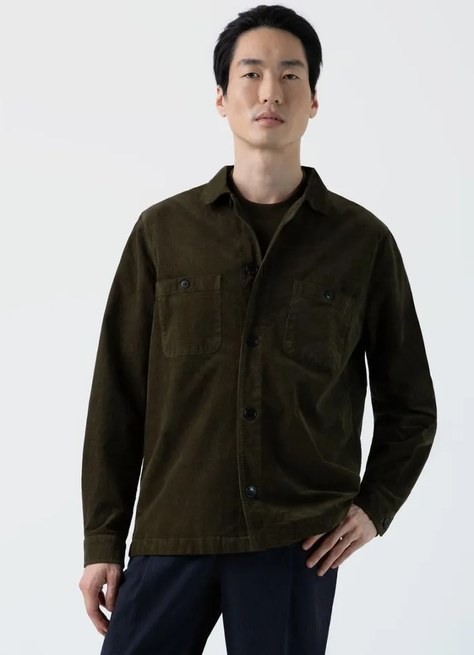 SUNSPEL Jackets and Coats Cellular Cord Overshirt Dark Olive 8211 Men