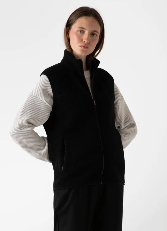 SUNSPEL Jackets and Coats Wool Fleece Vest Black 8211 Women