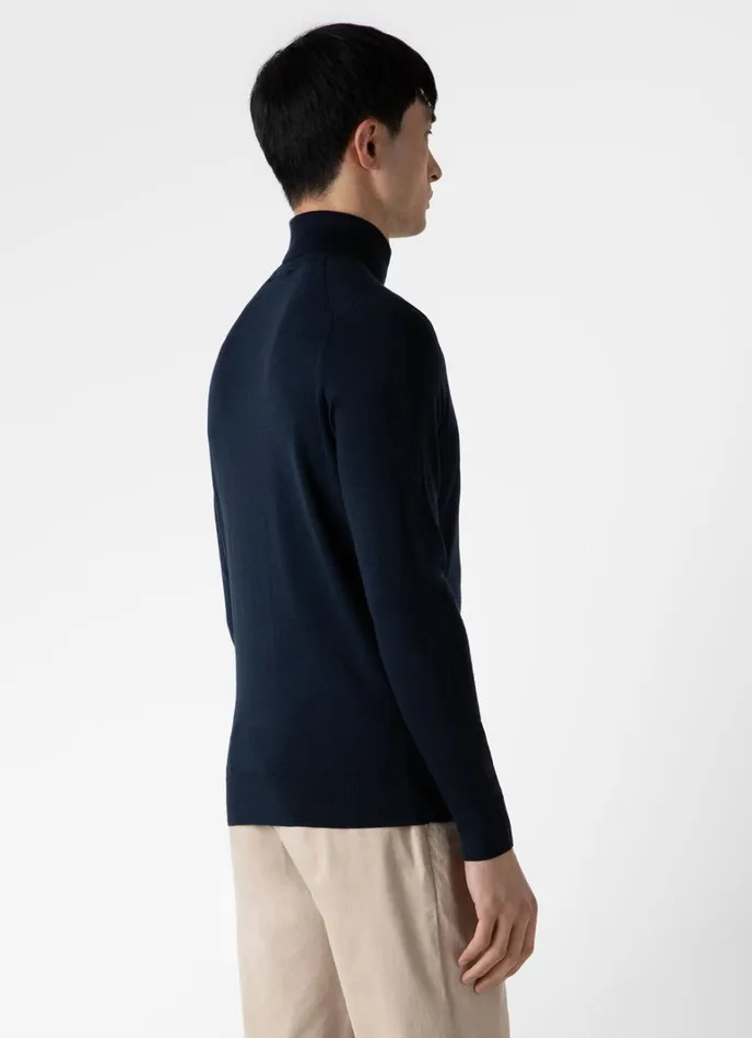 SUNSPEL Knitwear ExtraFine Merino Roll Neck Light Navy 8211 Men