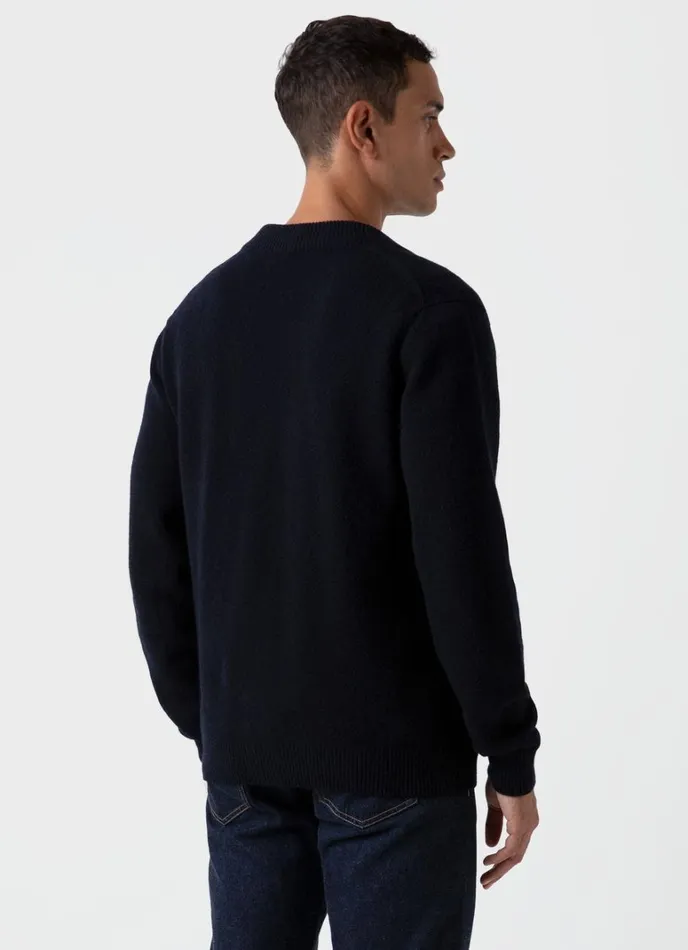 SUNSPEL Knitwear Lambswool Cardigan Dark Navy Mouline 8211 Men
