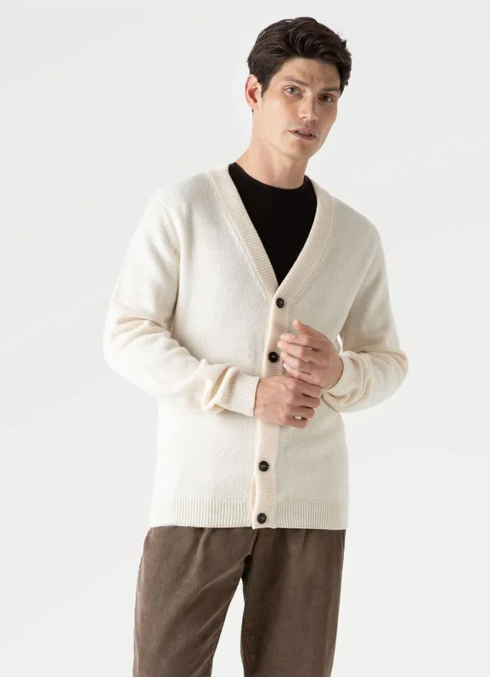 SUNSPEL Knitwear Lambswool Cardigan Ecru 8211 Men