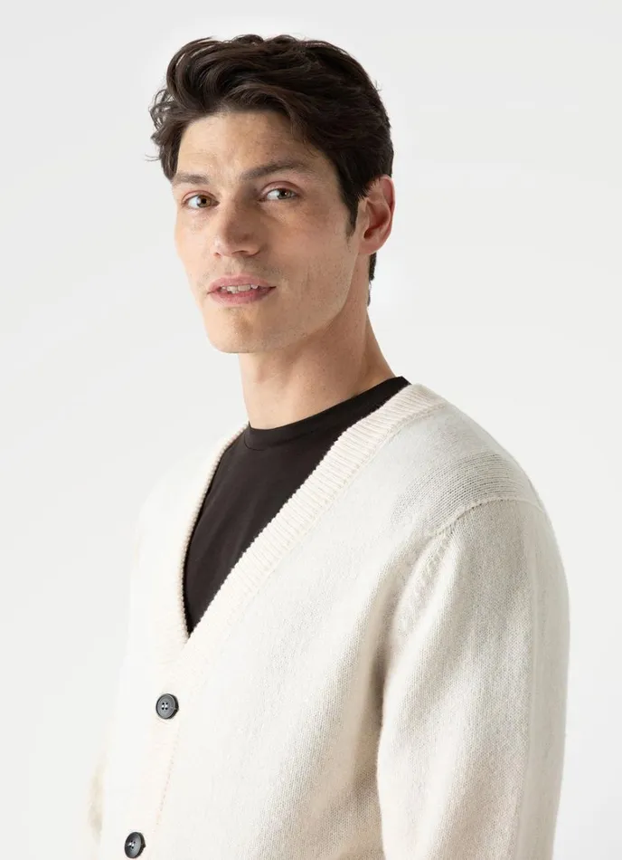 SUNSPEL Knitwear Lambswool Cardigan Ecru 8211 Men