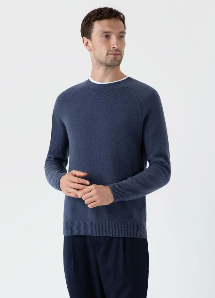 SUNSPEL Knitwear Lambswool Crew Neck Jumper Slate Blue 8211 Men