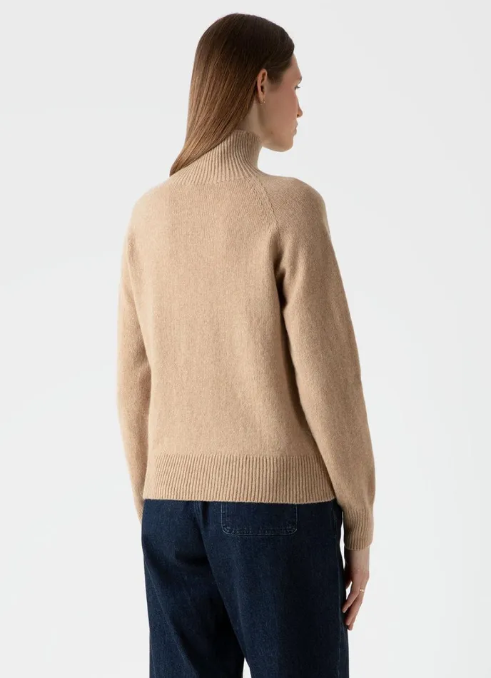 SUNSPEL Knitwear Lambswool Funnel Neck Jumper Light Camel 8211 Women