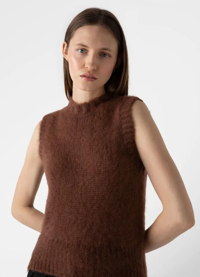 SUNSPEL Knitwear Mohair Silk Vest Mid Camel 8211 Women