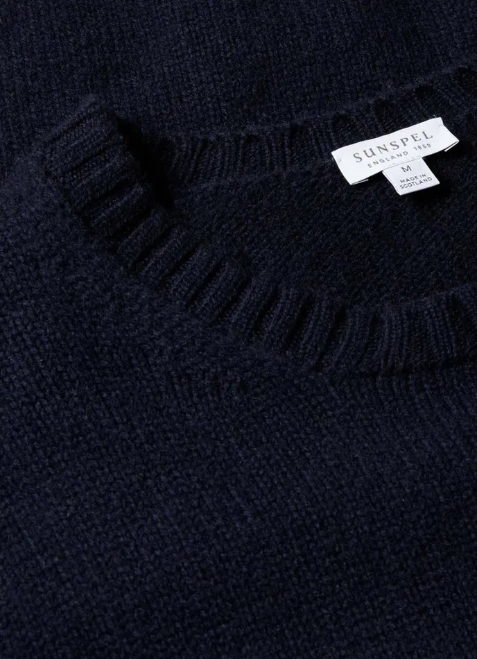 SUNSPEL Knitwear Roxburgh Cashmere Jumper Navy 8211 Men