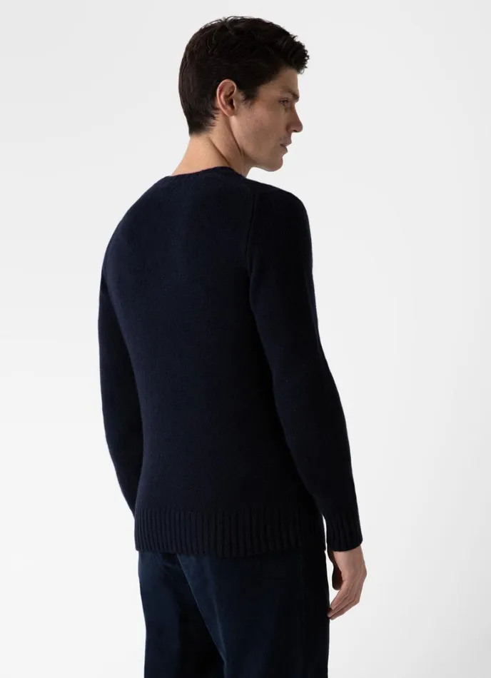 SUNSPEL Knitwear Roxburgh Cashmere Jumper Navy 8211 Men