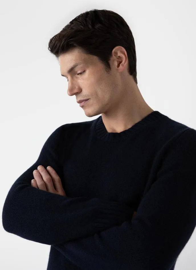 SUNSPEL Knitwear Roxburgh Cashmere Jumper Navy 8211 Men