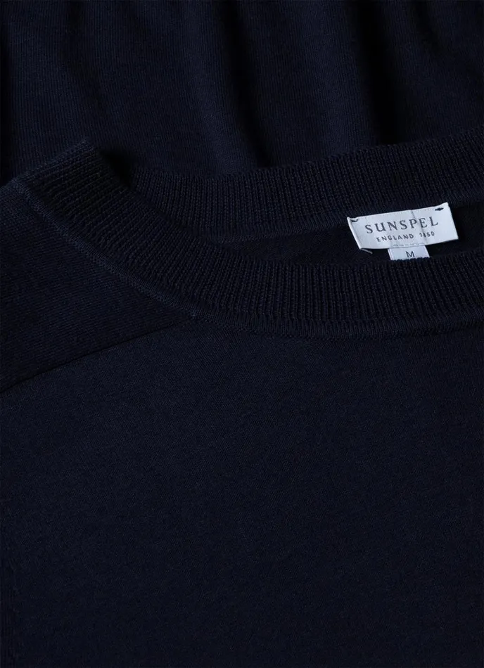 SUNSPEL Knitwear Sea Island Cashmere Crew Neck Jumper Navy 8211 Men