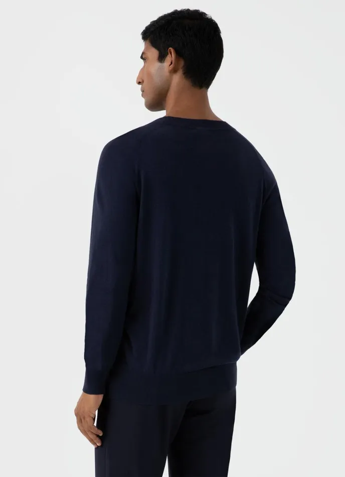 SUNSPEL Knitwear Sea Island Cashmere Crew Neck Jumper Navy 8211 Men