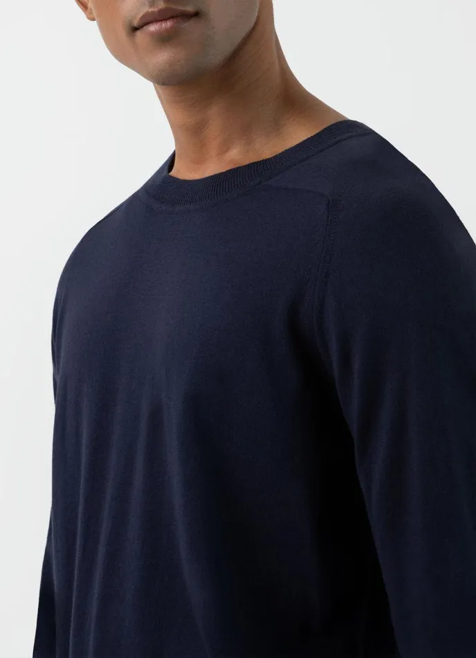 SUNSPEL Knitwear Sea Island Cashmere Crew Neck Jumper Navy 8211 Men