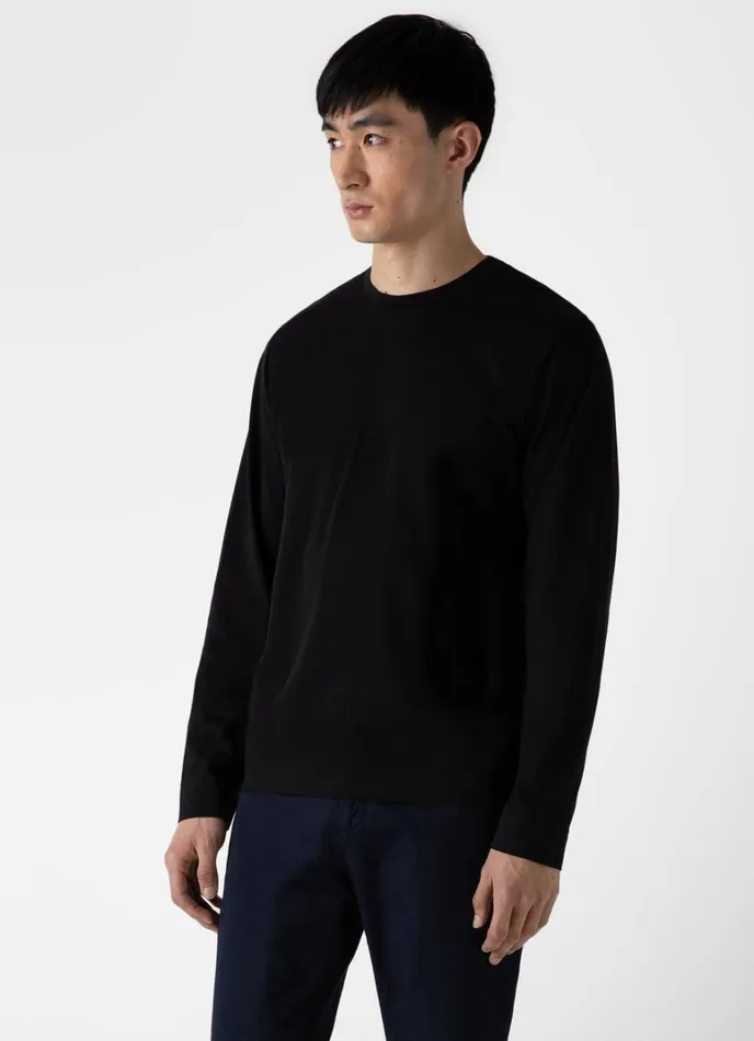 SUNSPEL Tshirts Long Sleeve Riviera Midweight Tshirt Black 8211 Men