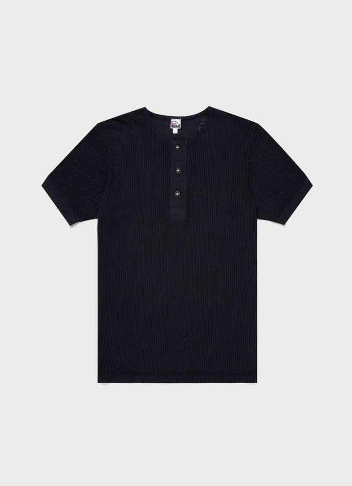 SUNSPEL Tshirts X Nigel Cabourn Mesh Henley Navy 8211 Men