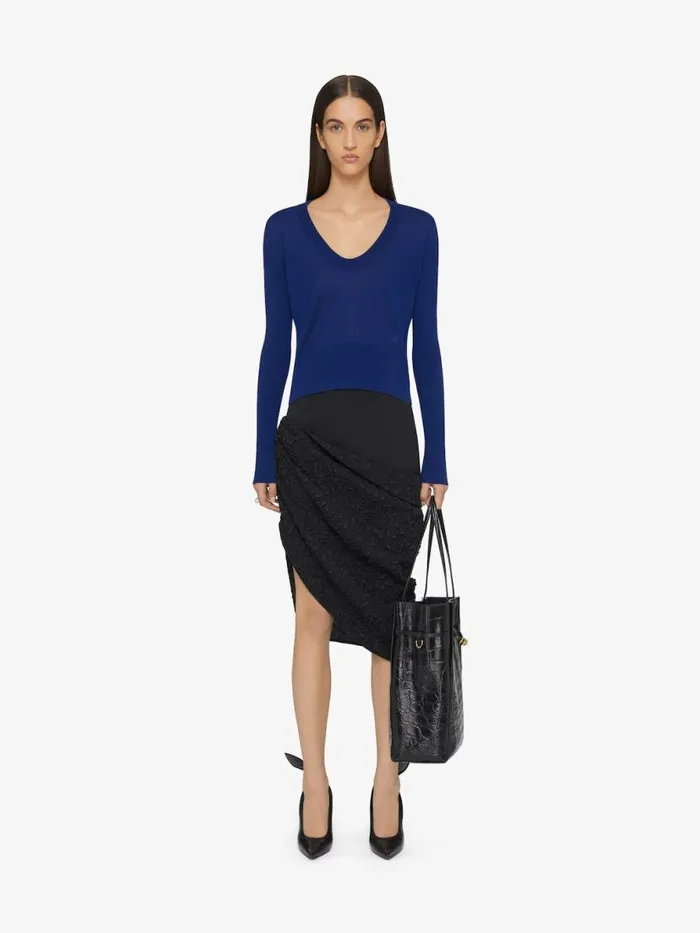 Sweater Slim In Cashmere And Silk Saphir Blue Women Givenchy Sweaters