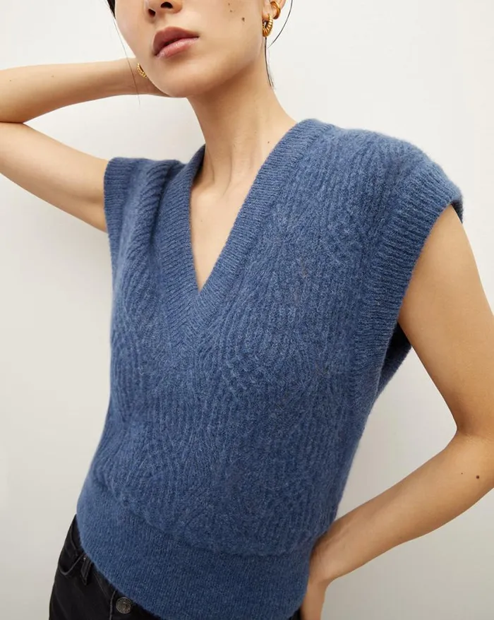 Sweaters Shop Veronica Beard Arida Knit Vest Blue