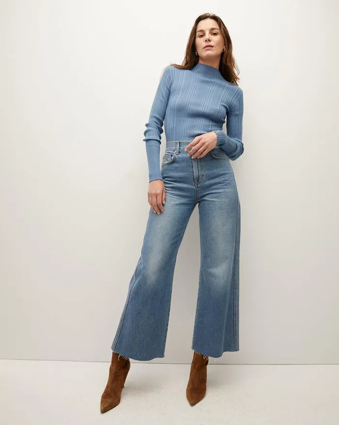 Sweaters Shop Veronica Beard Vinny Ribbed Pullover Oxford Blue