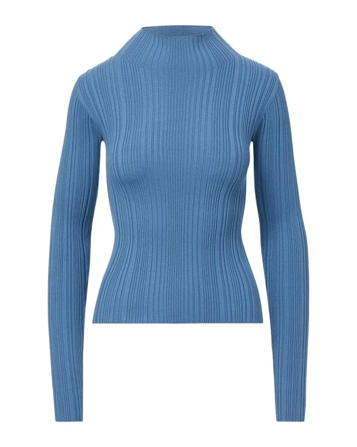 Sweaters Shop Veronica Beard Vinny Ribbed Pullover Oxford Blue
