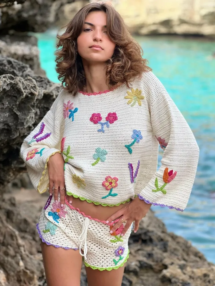 Sweaters Women Rose Carmine SWEATER BLOOM