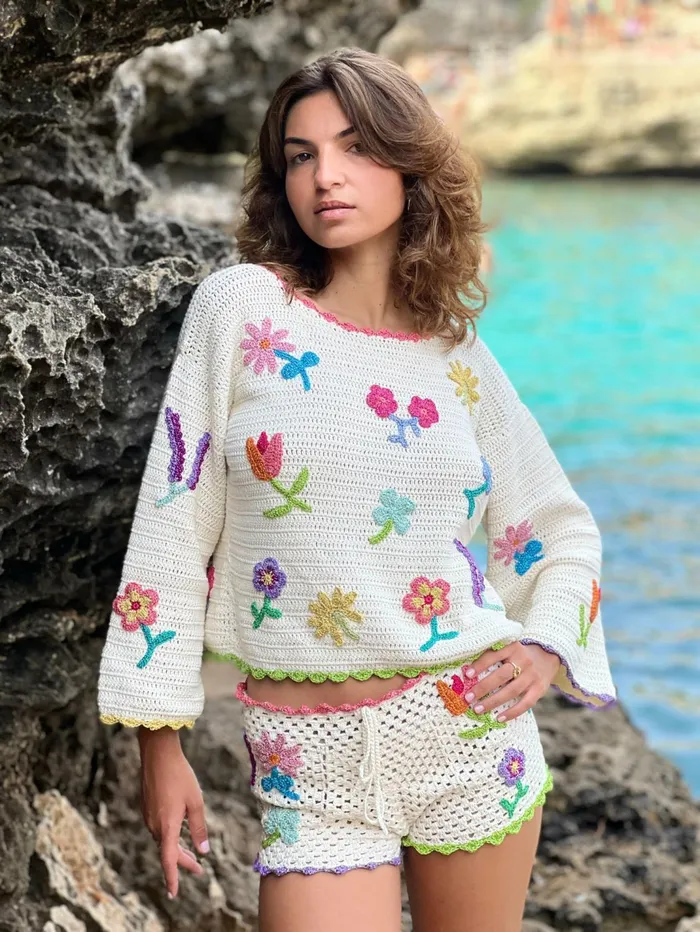 Sweaters Women Rose Carmine SWEATER BLOOM