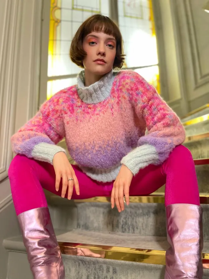 Sweaters Women Rose Carmine SWEATER HNECK DOUDOU TIE DYE PINK