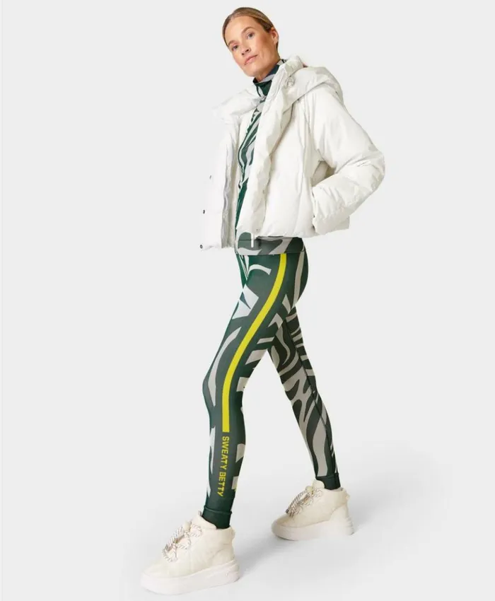 Sweaty Betty Animal Base Layer Legging Green Animal Flow Jacquard Clothing