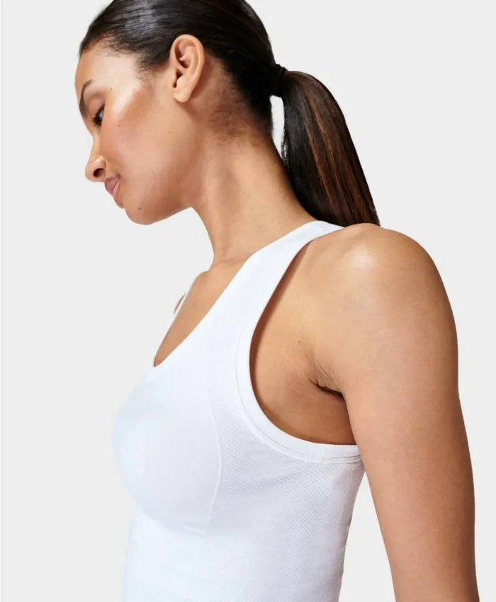 Sweaty Betty Athlete Crop Seamless Gym Tank White Clothing Tank Tops