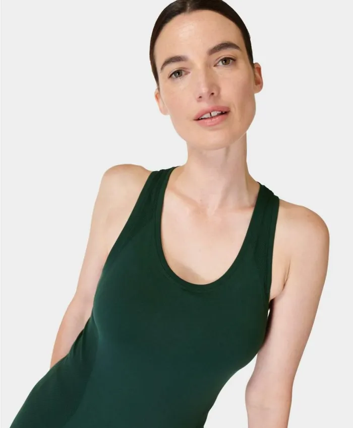 Sweaty Betty Athlete Seamless Gym Tank Trek Green Clothing Tank Tops
