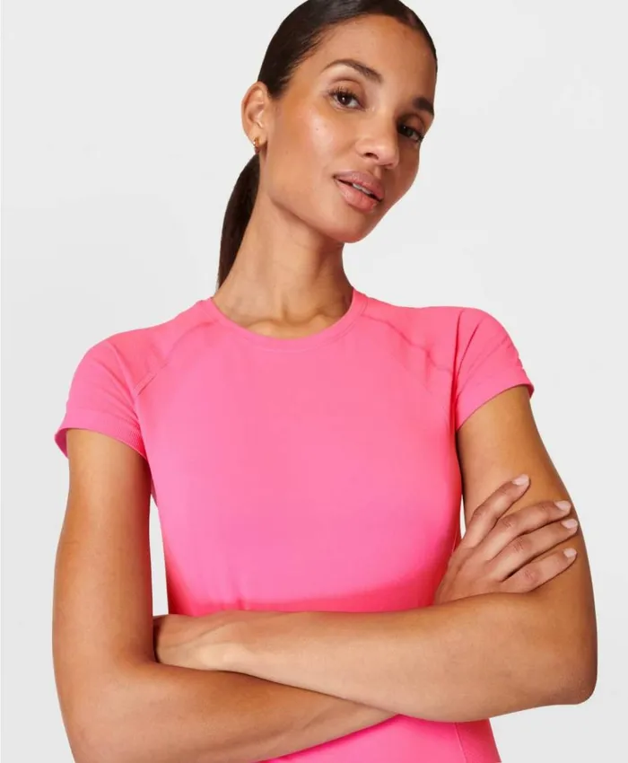 Sweaty Betty Athlete Seamless Workout Tee Camellia Pink Clothing TShirts